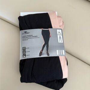 Crane Ladies Premium High Waisted Leggings - Black and Pink/Peach